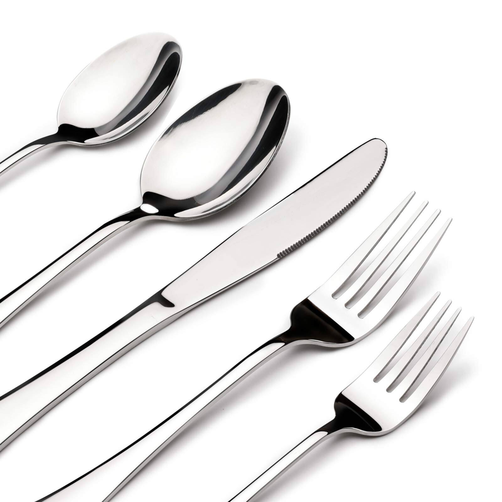 Dazzed Corner - Silverware Set for 8, 40 Piece Heavy Duty Stainless Steel Flatware Utensils Cutlery Set, Dishwasher Safe - Silver