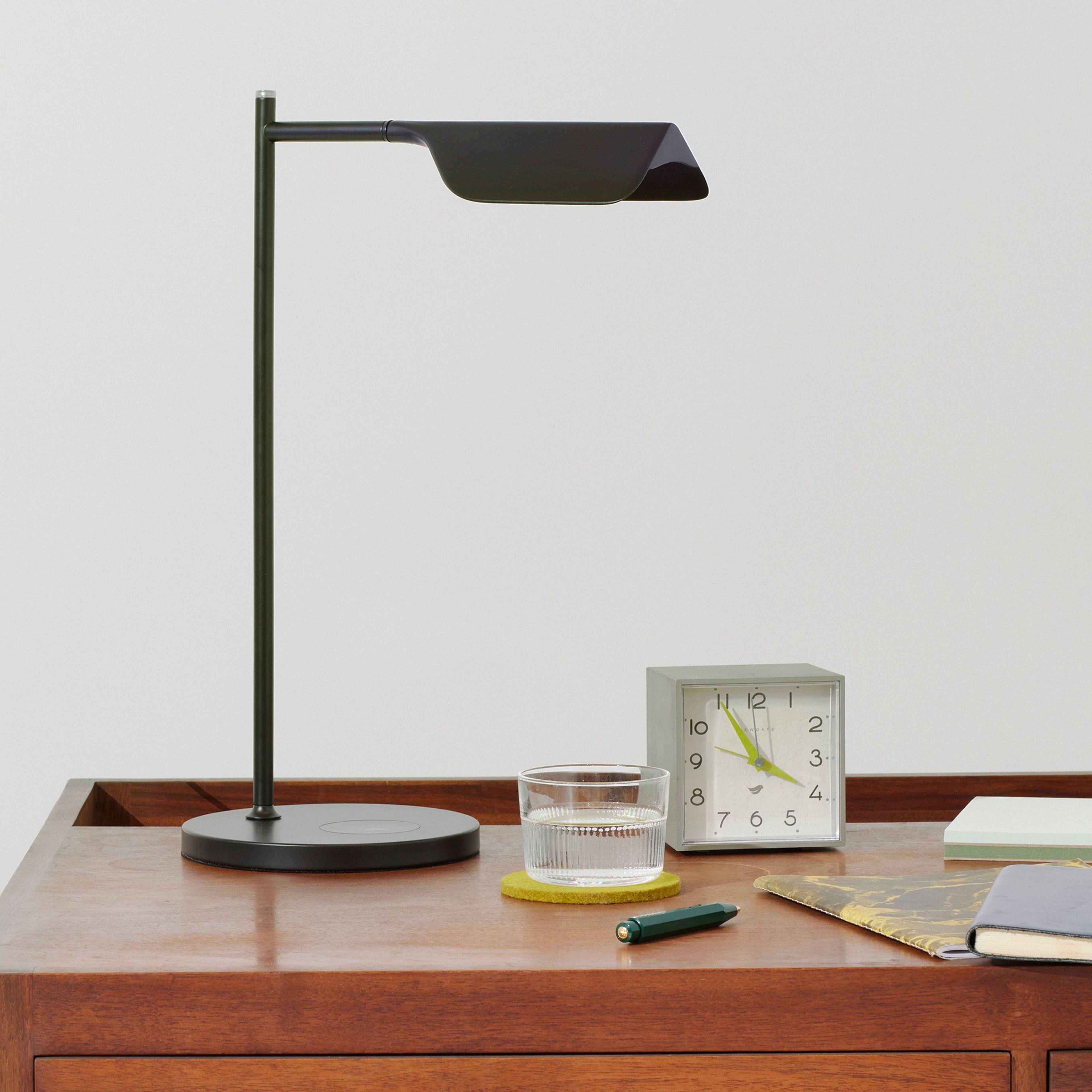 Alt View 5. Brightech - Leaf LED Modern Industrial Arc Dimmable Bedside Nightstand Desk Lamp with Wireless Charging Pad - Classic Matte Black.