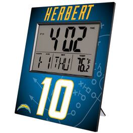 Keyscaper - Justin Herbert Los Angeles Chargers Digital Desk & Wall Clock - Multicolor