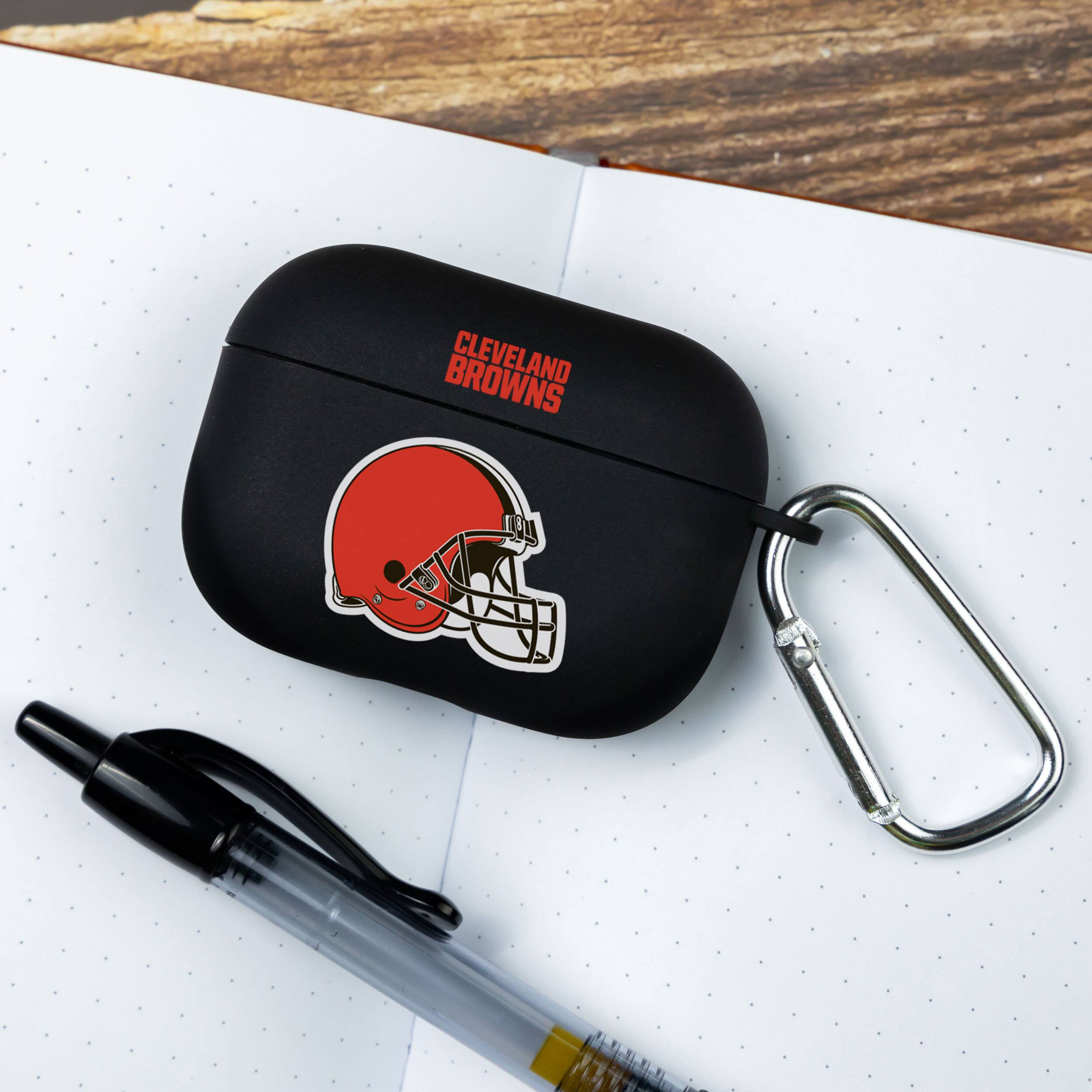 Alt View 2. Artinian - Cleveland Browns AirPods Pro Silicone Case Cover - Black.