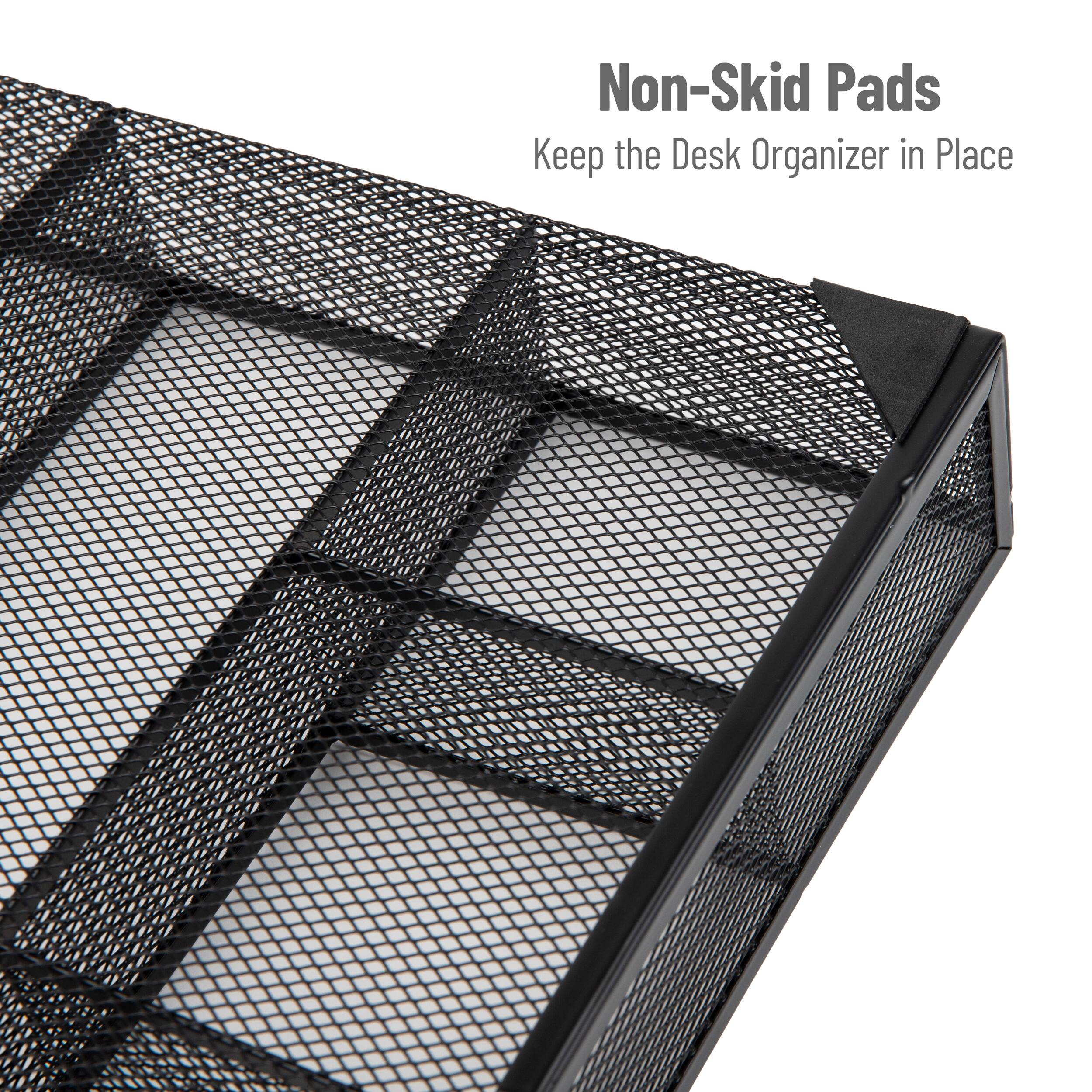 Alt View 13. Mind Reader - Drawer Organizer, Desk Org, Utensil Organizer, Office, Kitchen, Metal Mesh, 15"L x 12"W x 2.25"H, Set of 2 - Black.