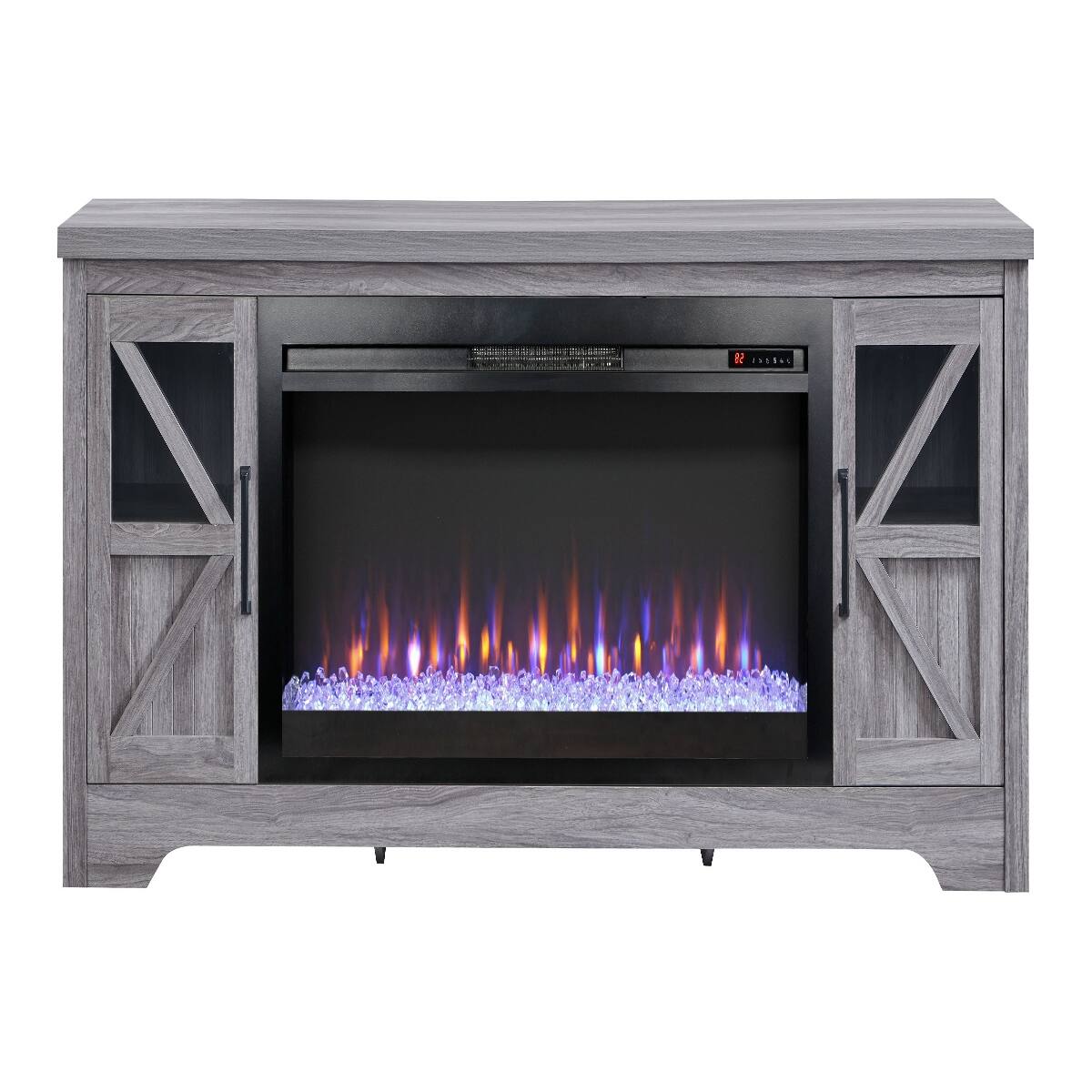 Left. Loheer - Loheer 75 inch fireplace tv stand for 80 inch tv Gray Wash - Gray Wash.