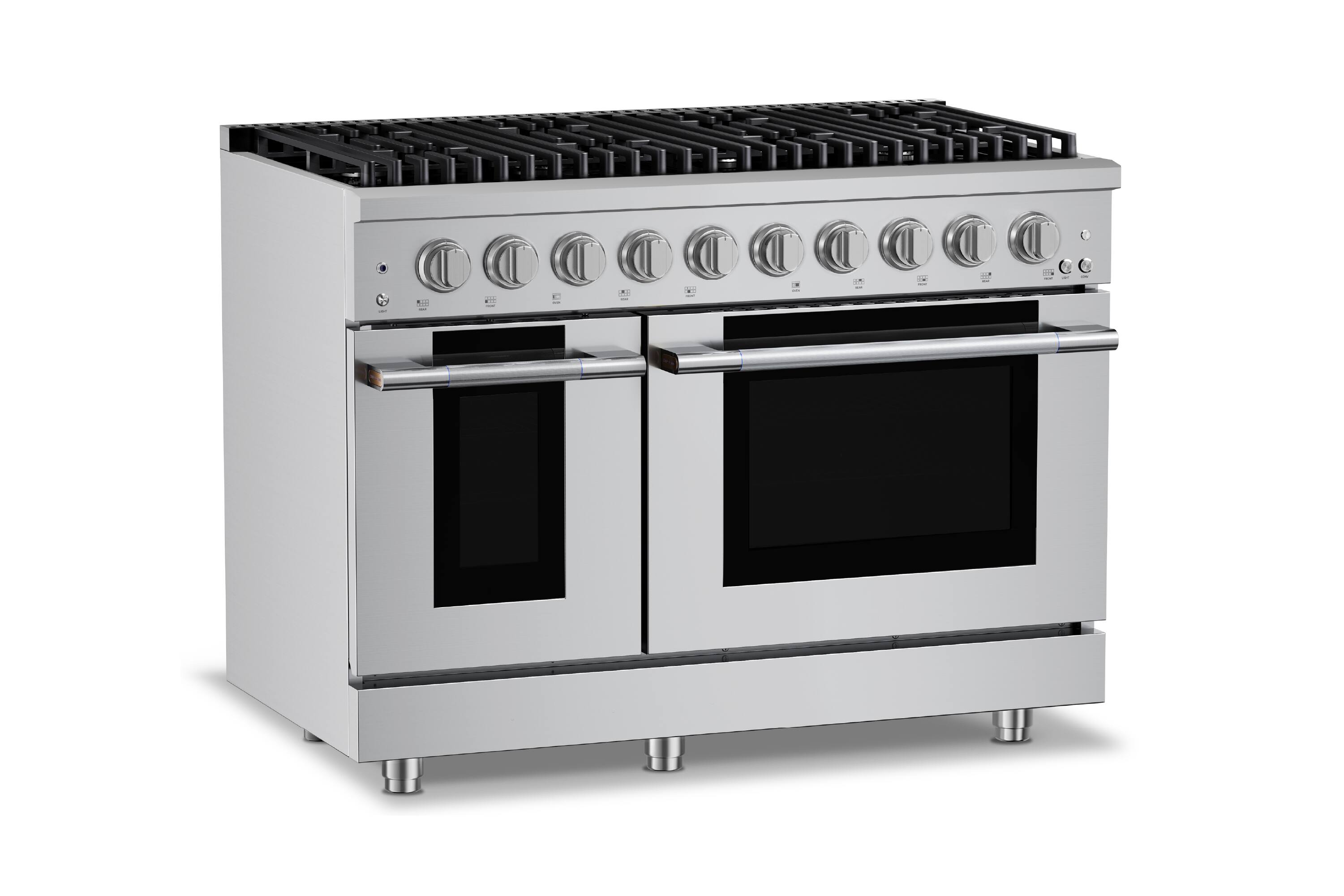 Alt View 3. Hauslane - HausPro 48 in. 8 Burners (20,000 BTU) Freestanding Dual Fuel Range - Stainless Steel.