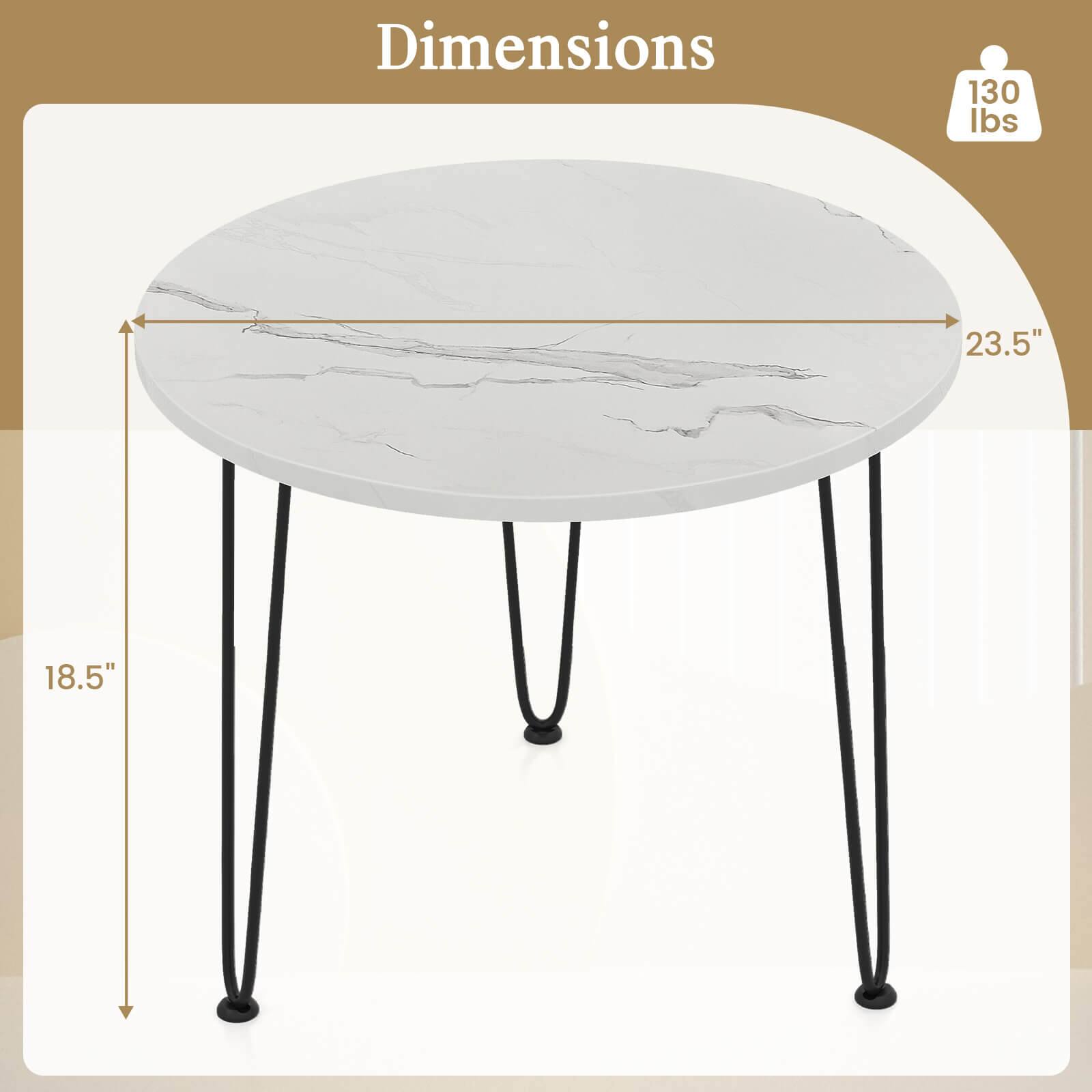Dimensions: 130 lbs, 23.5" diameter, 18.5" height.