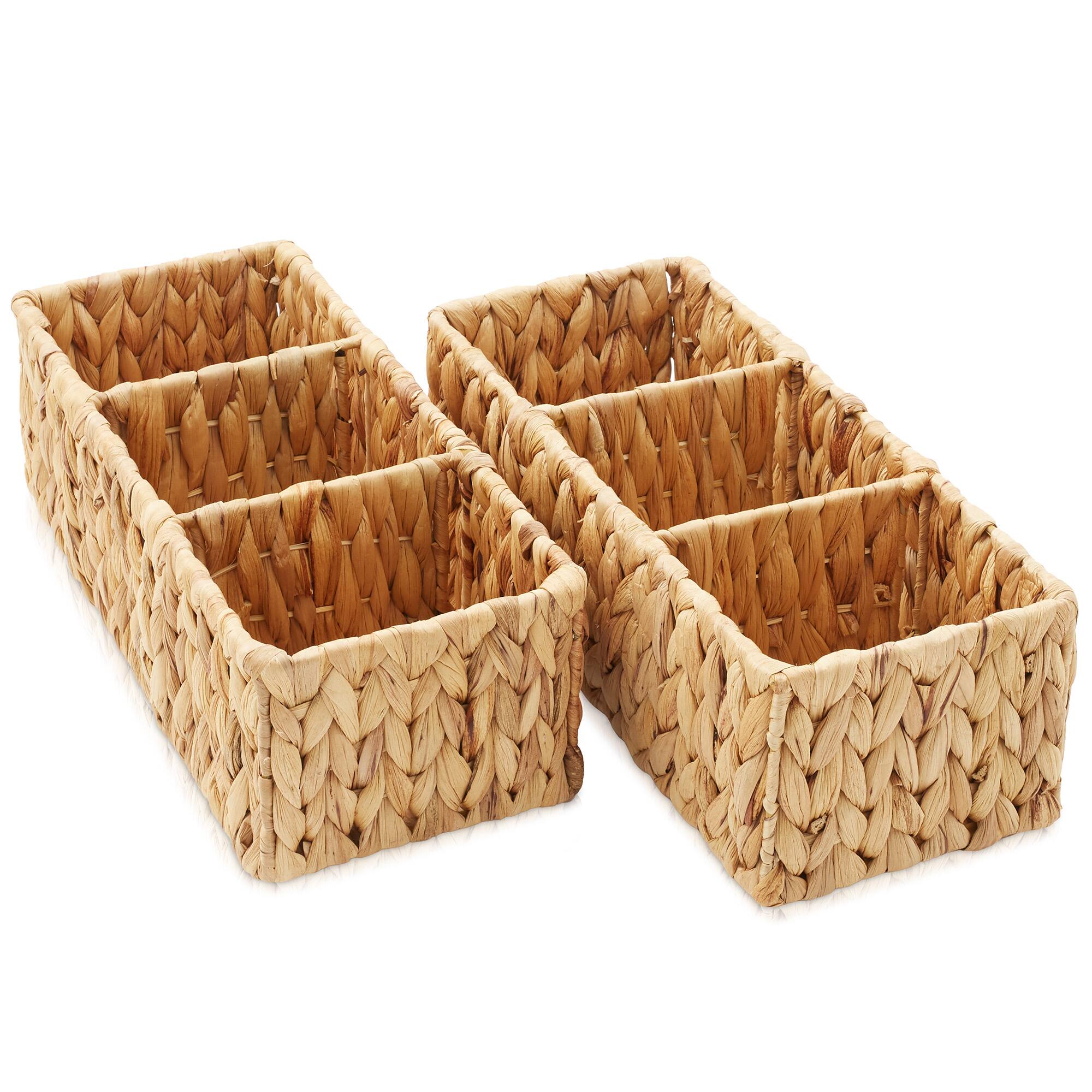 Alt View 2. Casafield - 2 Water Hyacinth Storage Baskets - Woven Storage Bins - Natural - Hyacinth.