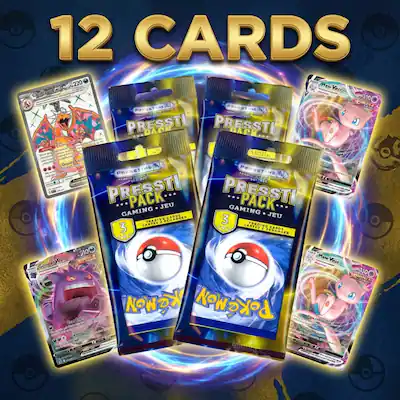 4-Pack Presstine Pokemon Presstipack 3-Card Packs - 12 Cards Total 4-Pack Presstine Pokemon Presstipack 3-Card Packs - 12 Cards Total