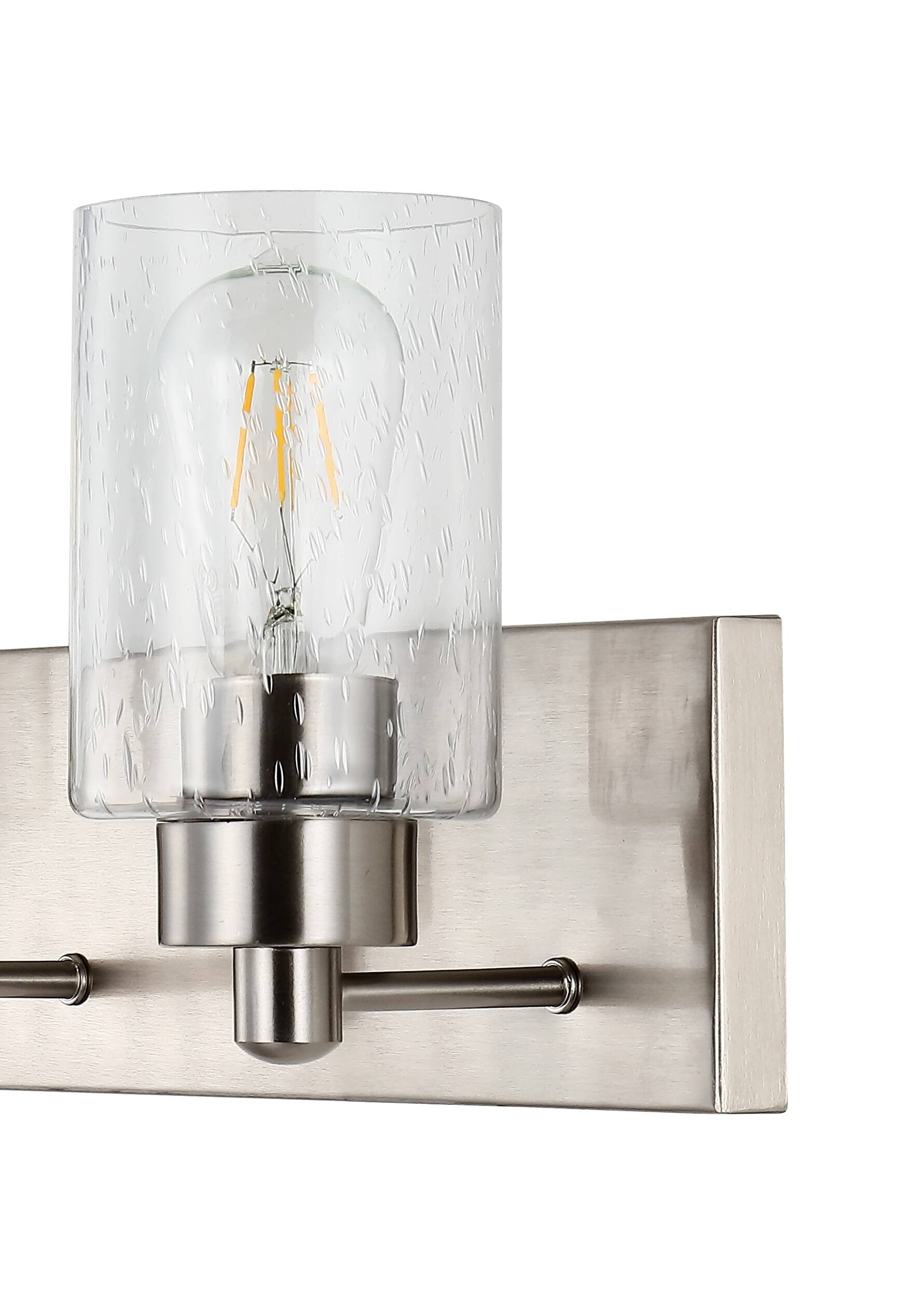 Alt View 4. Jonathan Y - Irving 27.75" 4-Light Seeded Glass/Iron Modern Contemporary LED Vanity Light, Nickel - Nickel.