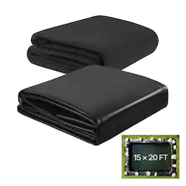 VEVOR - Pond Liner 15 x 20 ft, 45 Mil, EPDM Rubber Fish Koi Pond Liner and Underlayment Combo, Easy to Cut, Durable & Leakproof - Black