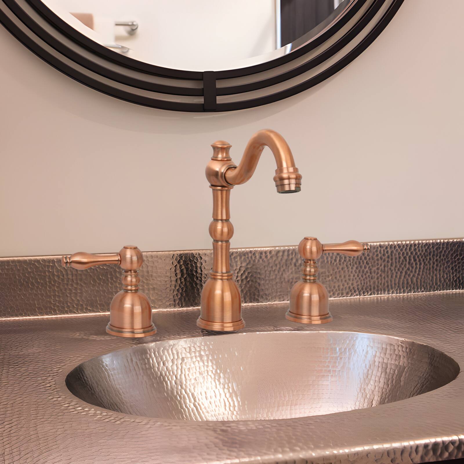 Alt View 5. Akicon - Akicon 8 inch Two-Handles Widespread Bathroom Sink Faucet in Copper - Copper.