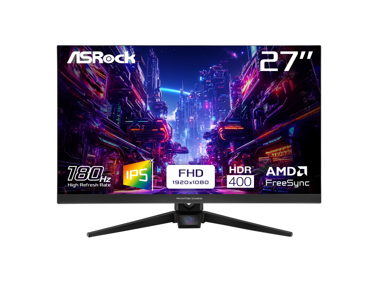 ASRock - Phantom Gaming 27" FHD 180Hz IPS FreeSync HDR400 Monitor PG27FFT1A - Black