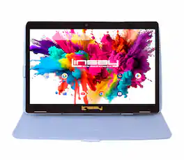 LINSAY - 10.1" Octa Core 128GB Storage Android 15 Tablet Dual Camera Android with Leather Case - White