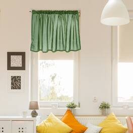 Unique Bargains - Curtain Valance, 27.5x51 in, Half Sheer Rod Pocket Valance for Kitchen Cafe Living Room Bedroom Bathroom, 1 Panel - Green