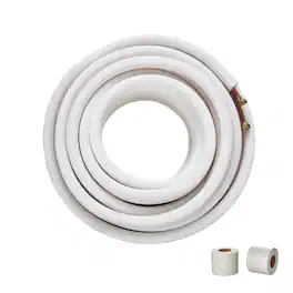 VEVOR - 50FT Mini Split Line Set, 1/4" & 3/8" O.D Copper Pipes Tubing and Triple-Layer Insulation - White