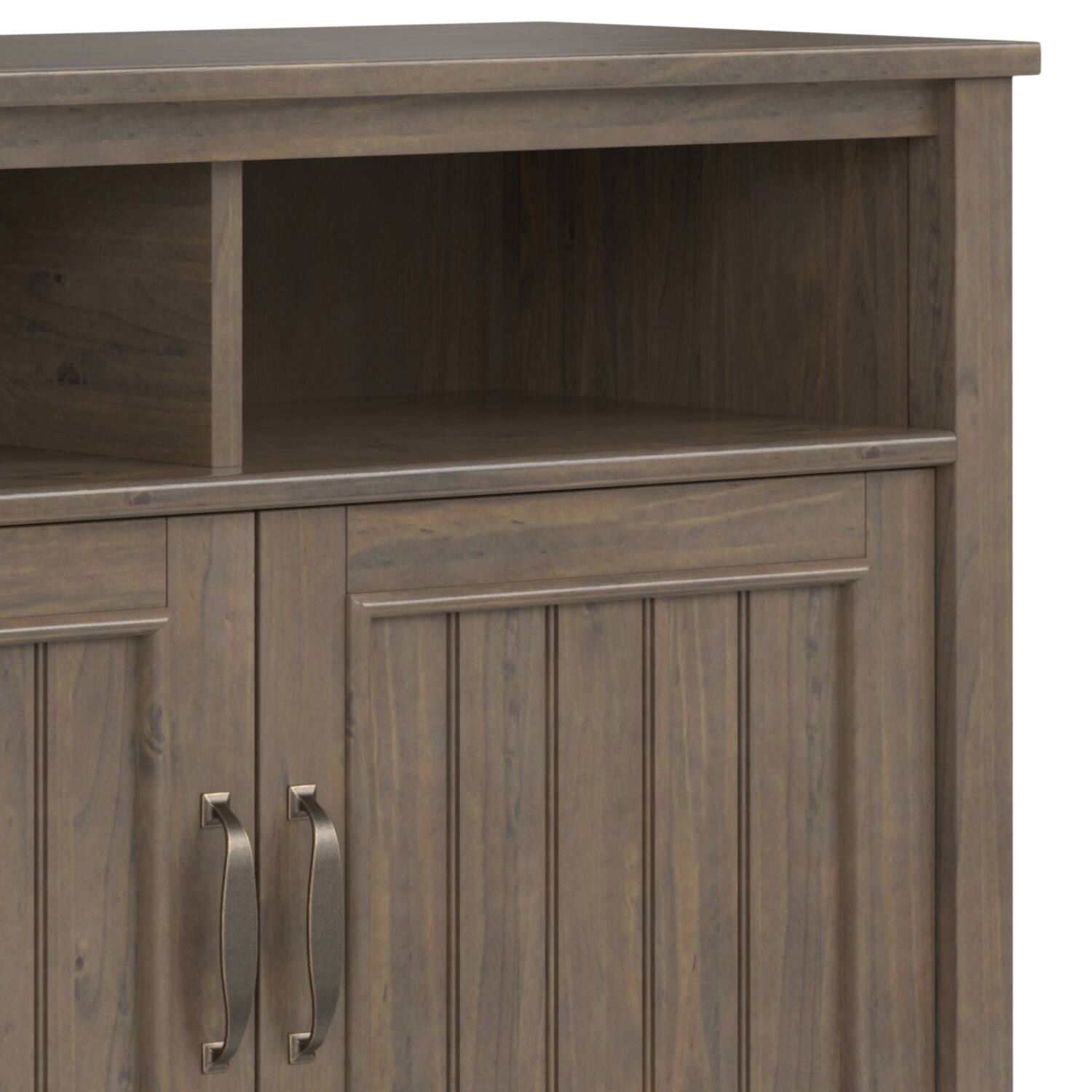 Alt View 6. Simpli Home - Lev 39 inch Storage Cabinet (Set of 2) - Smoky Brown.