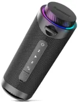 Tronsmart - T7 Portable Bluetooth Speaker, 30W 360° Surround Sound, Deep Bass, IPX7 Waterproof, Custom EQ, 12H Playtime, TF Card - Black - Front_Zoom