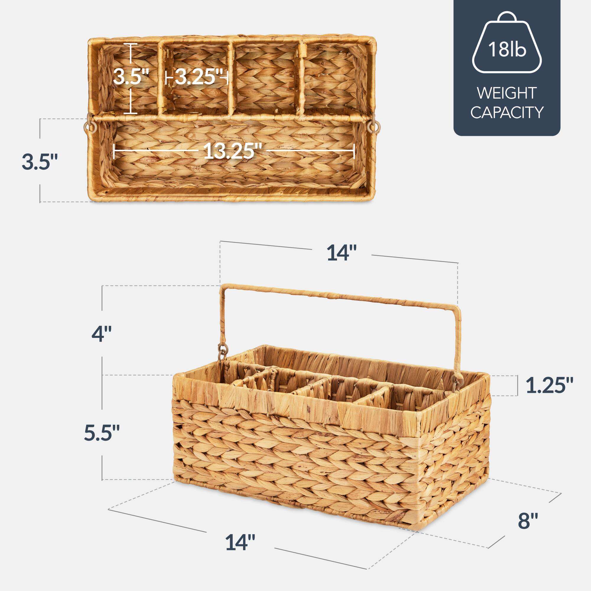 T 3.5" 3.25" HH 1 18lb WEIGHT CAPACITY 3.5" 13.25" 14" 4" 1.25" 5.5" 14" 8"