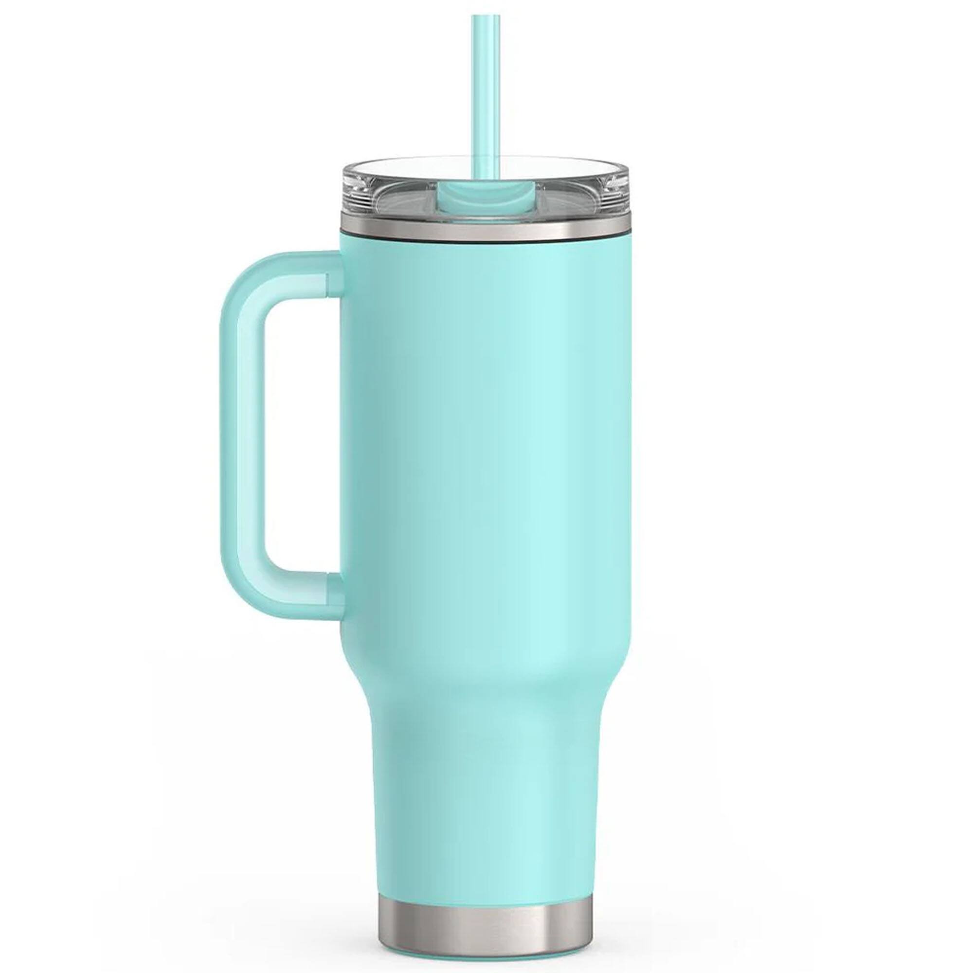 Alt View 4. Thermos - Thermos 40 oz Stainless Steel Cup Holder Mug w/ Straw - Sea Green - Sea Green.