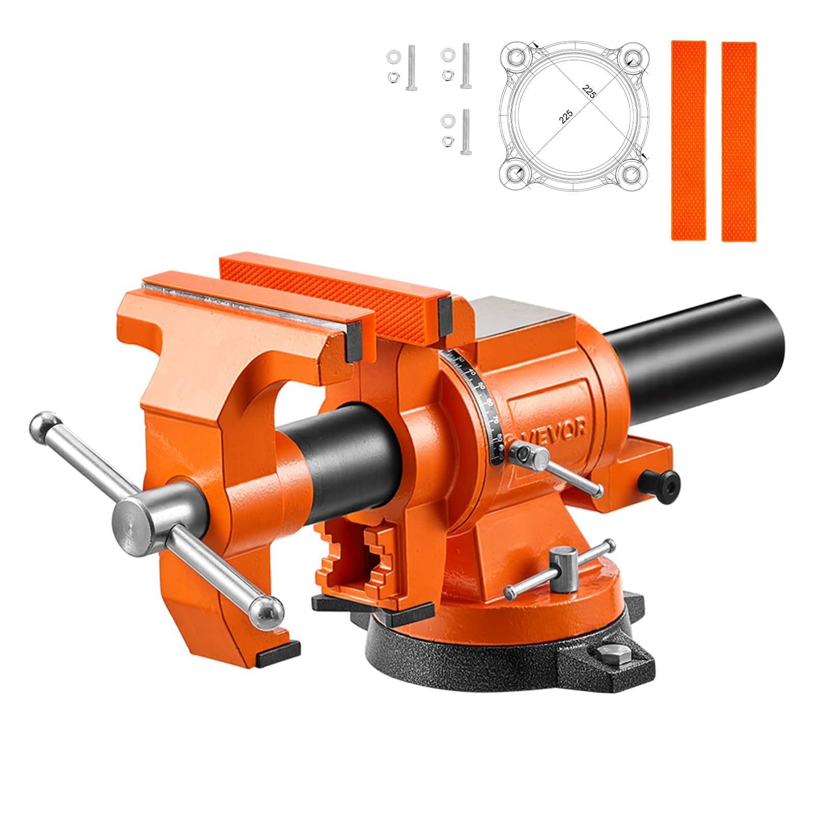 "VEVOR - Heavy Duty Bench Vise, 6"" Jaw Width, Double Swivel Rotating Multi-Purpose Bench Vise, with 360° Locking Swivel Base - Black;Orange" price history on PriceWatchPro