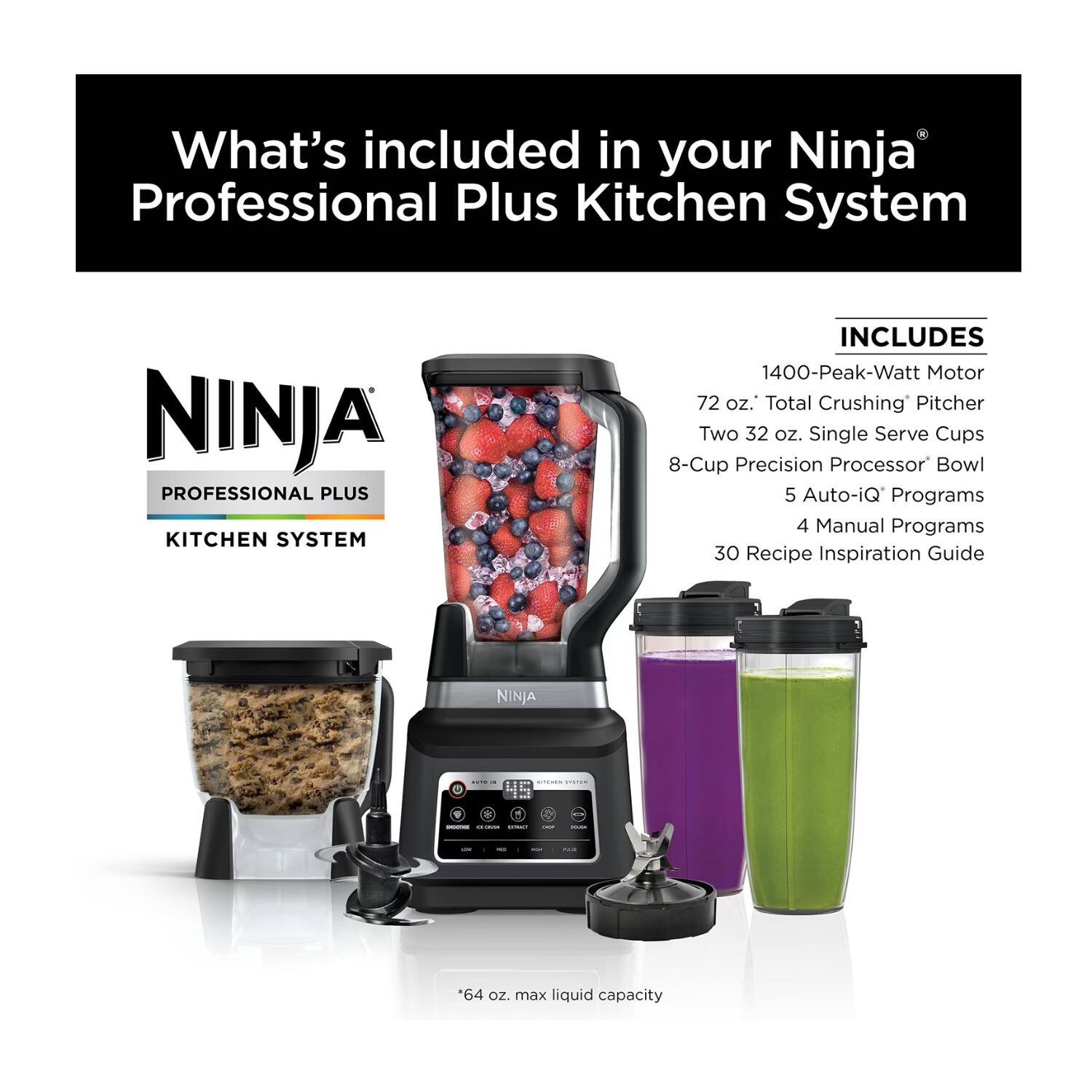 Ninja BN805A 1400W Pro Plus Kitchen System Blender and Food