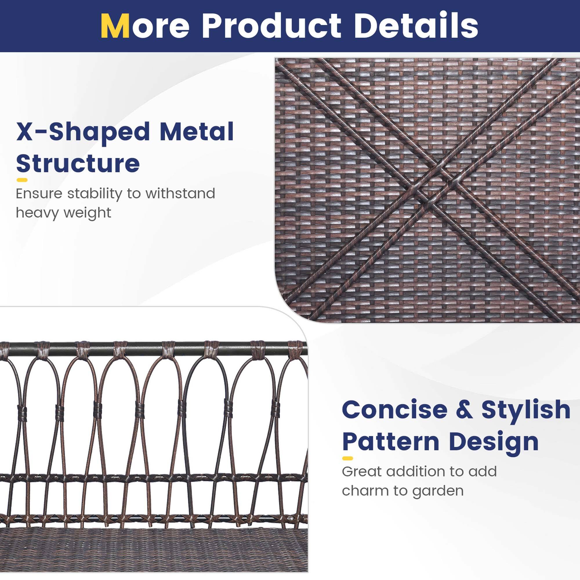 More Product Details

X-Shaped Metal Structure
- Ensure stability to withstand heavy weight

Concise & Stylish Pattern Design
- Great addition to add charm to garden