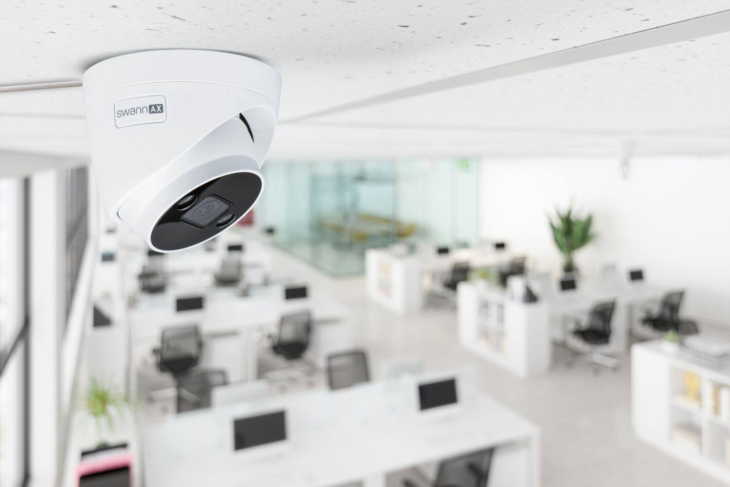 Left. Swann - Swann AdvancedX 4K Security Camera PoE Outdoor Dome, Color Night Vision, Smart Video Analytics/Alerts, Motion Detect - White.