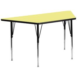 Emma + Oliver - 29x57 Trapezoid Laminate Adjustable Activity Table - Yellow