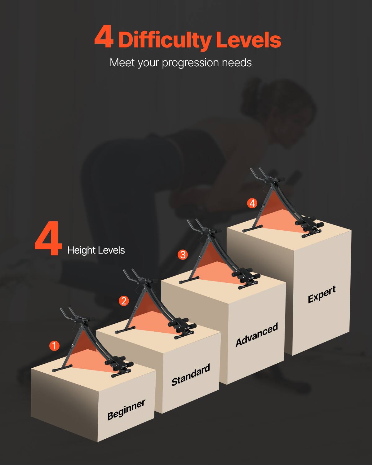 4 Difficulty Levels  
Meet your progression needs  

4 Height Levels  

1 Beginner  
2 Standard  
3 Advanced  
4 Expert