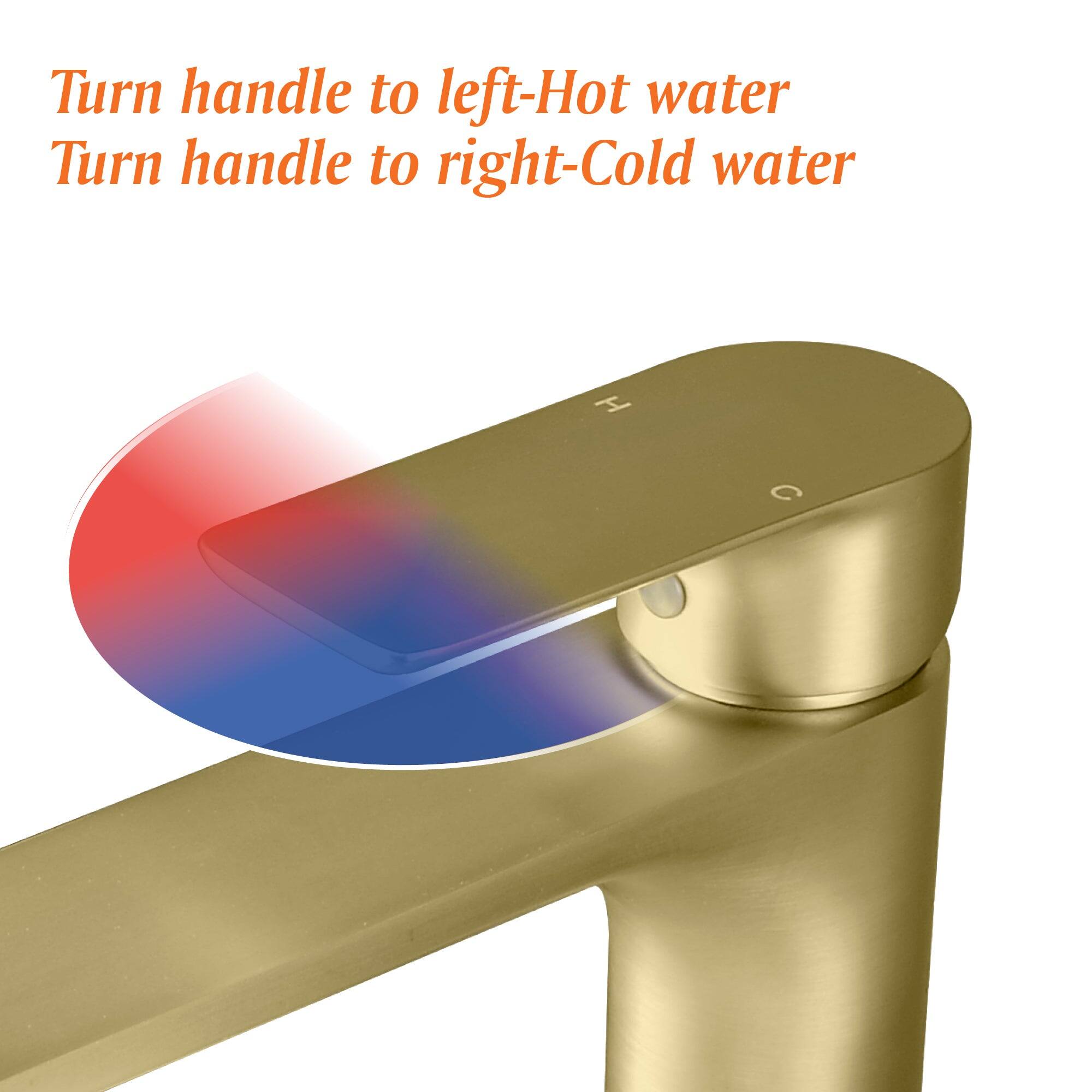 Turn handle to left - Hot water  
Turn handle to right - Cold water