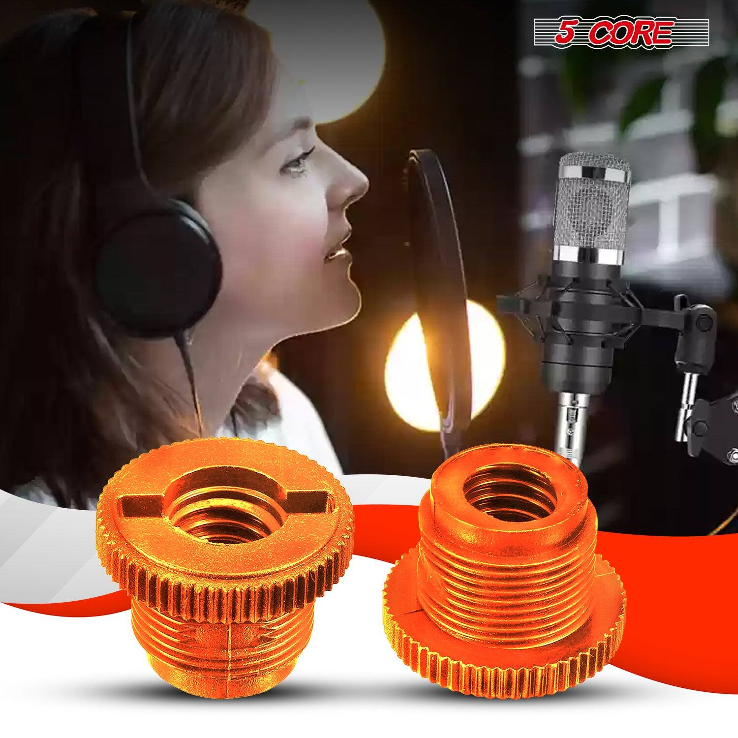 Alt View 5. 5 CORE - 5 Core Mic Stand Adapter 5/8 Male to 3/8 Female Screw Thread Conversion Connector - Gold.