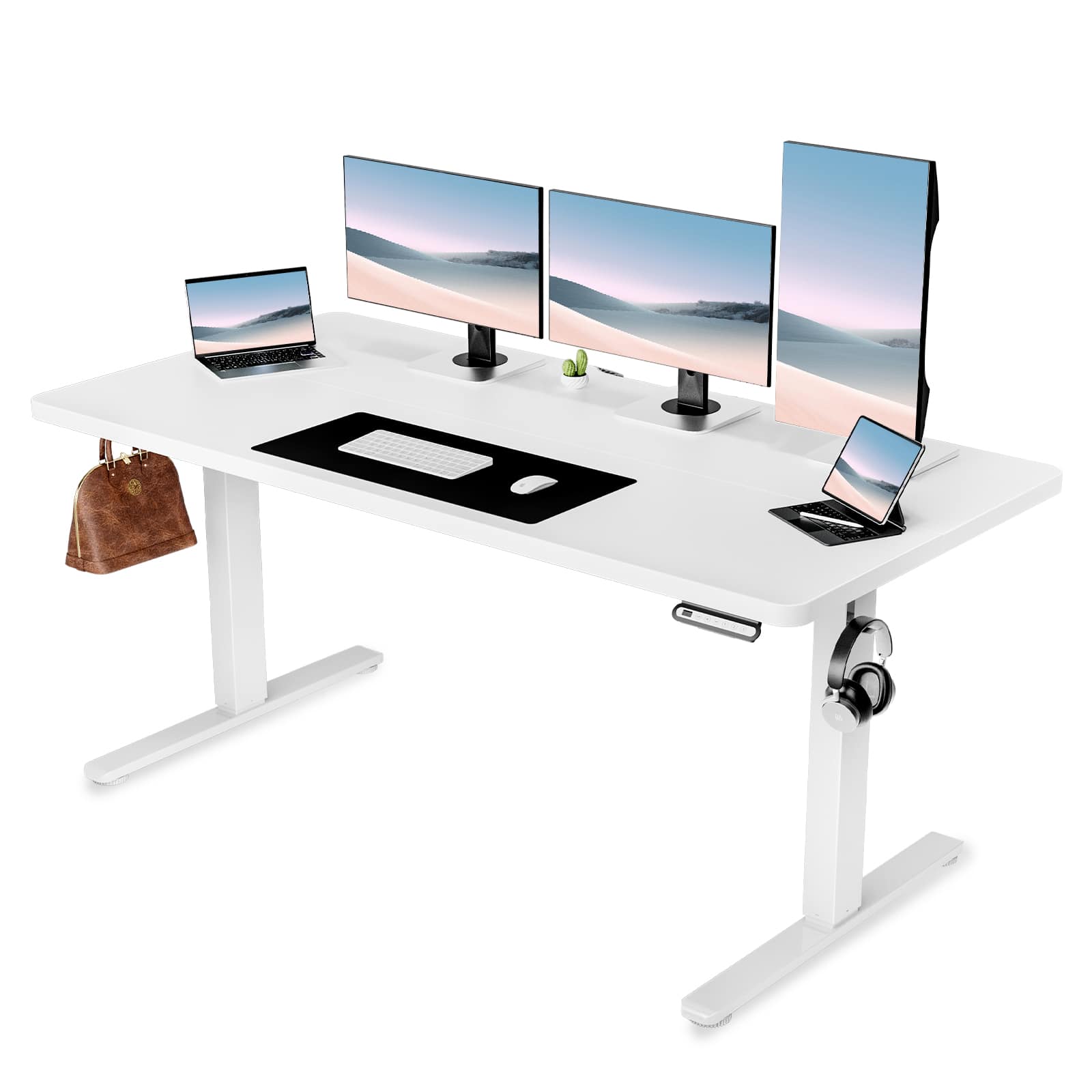 Front. GTPlayer - Electric Standing Desk 55 x 24 IN Sit Stand up Desk,White - White.
