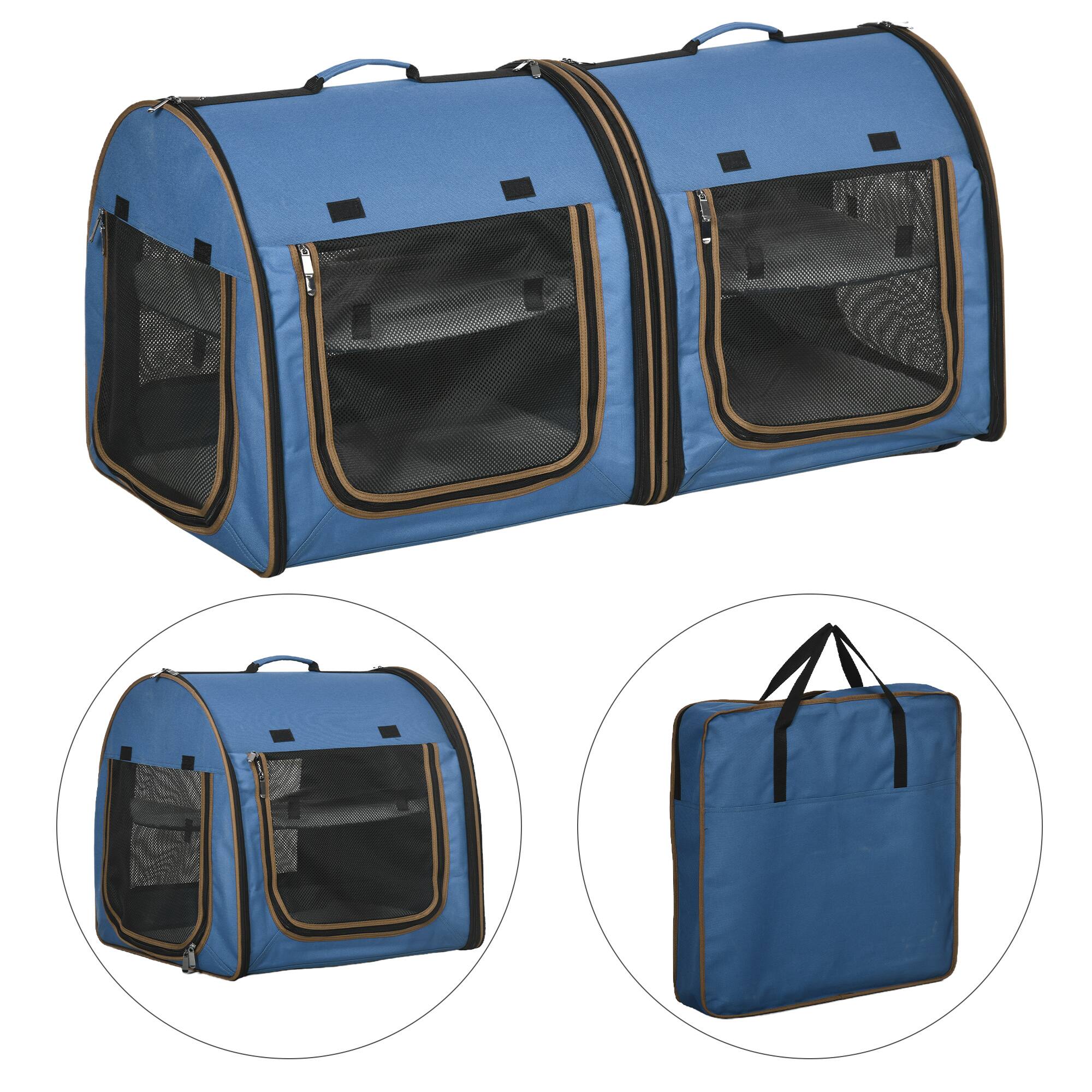Alt View 5. Pawhut - 39" Portable Soft-Sided Cat Carrier, Cat Kennel, Travel Dog Crate, Soft Cushions & Storage Bag, Easy to Fold.