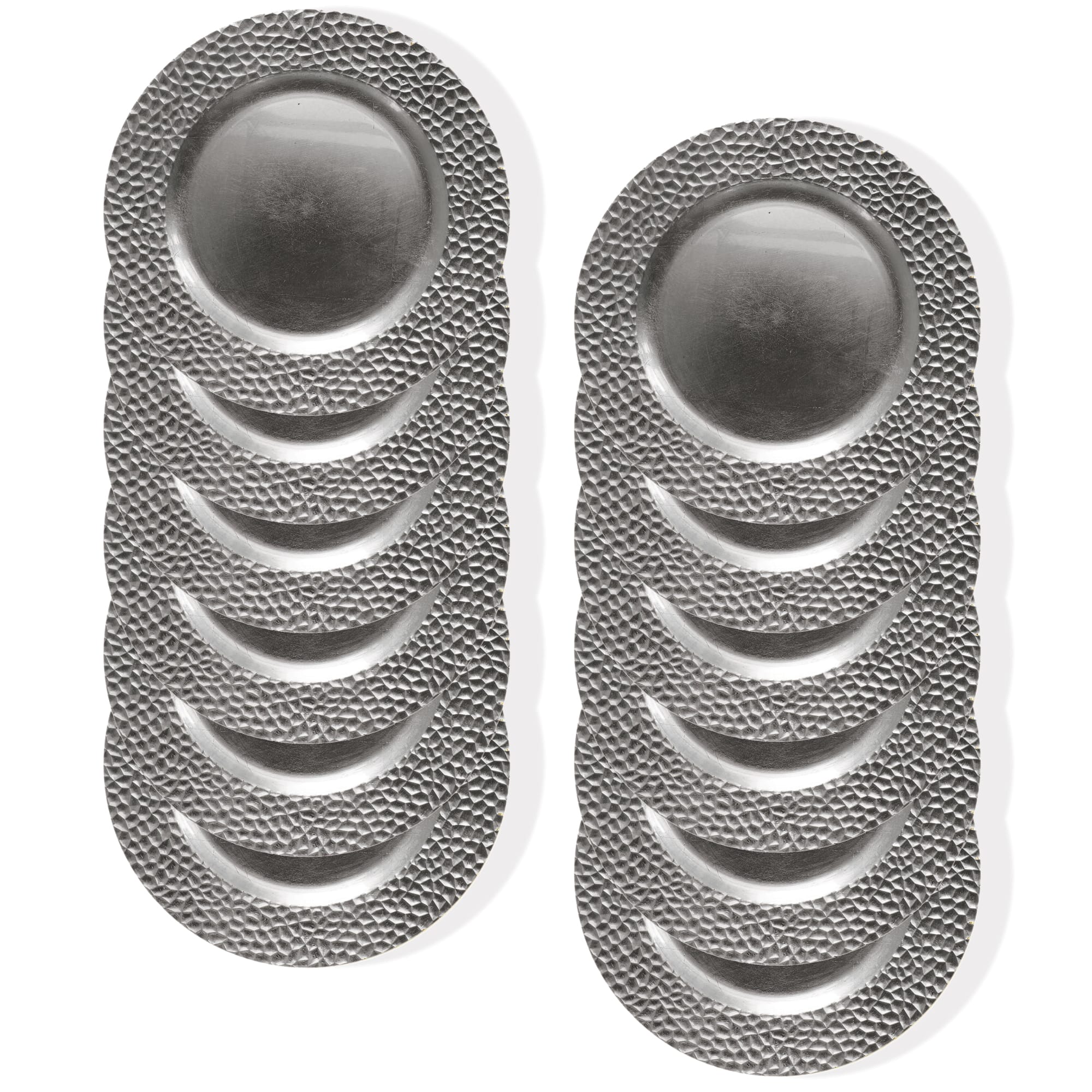 American Atelier - Hammered Charger Plate Set- 12 Pieces - Silver
