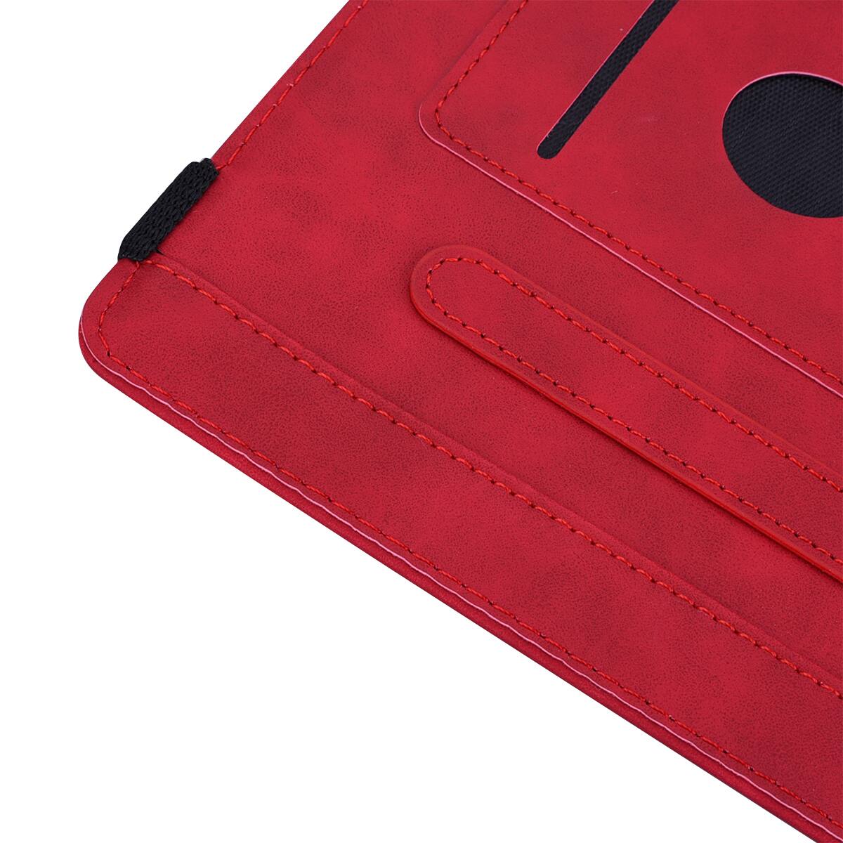 Back. Dteck - Case for Samsung Galaxy Tab S10 Ultra & S9 Ultra & S8 Ultra (X920/X910/X900),Shockproof Embossed PU Leather Folio Cover - Red.