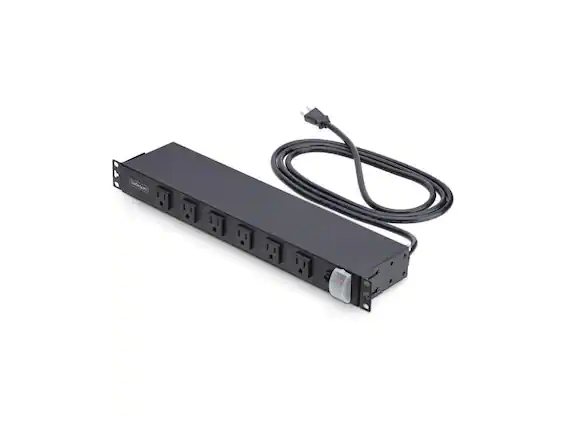 Front. StarTech.com - StarTech.com 1215B8H-RACK-PDU-RA 12-Outlet Rackmount 1U Power Distribution Units - Black.