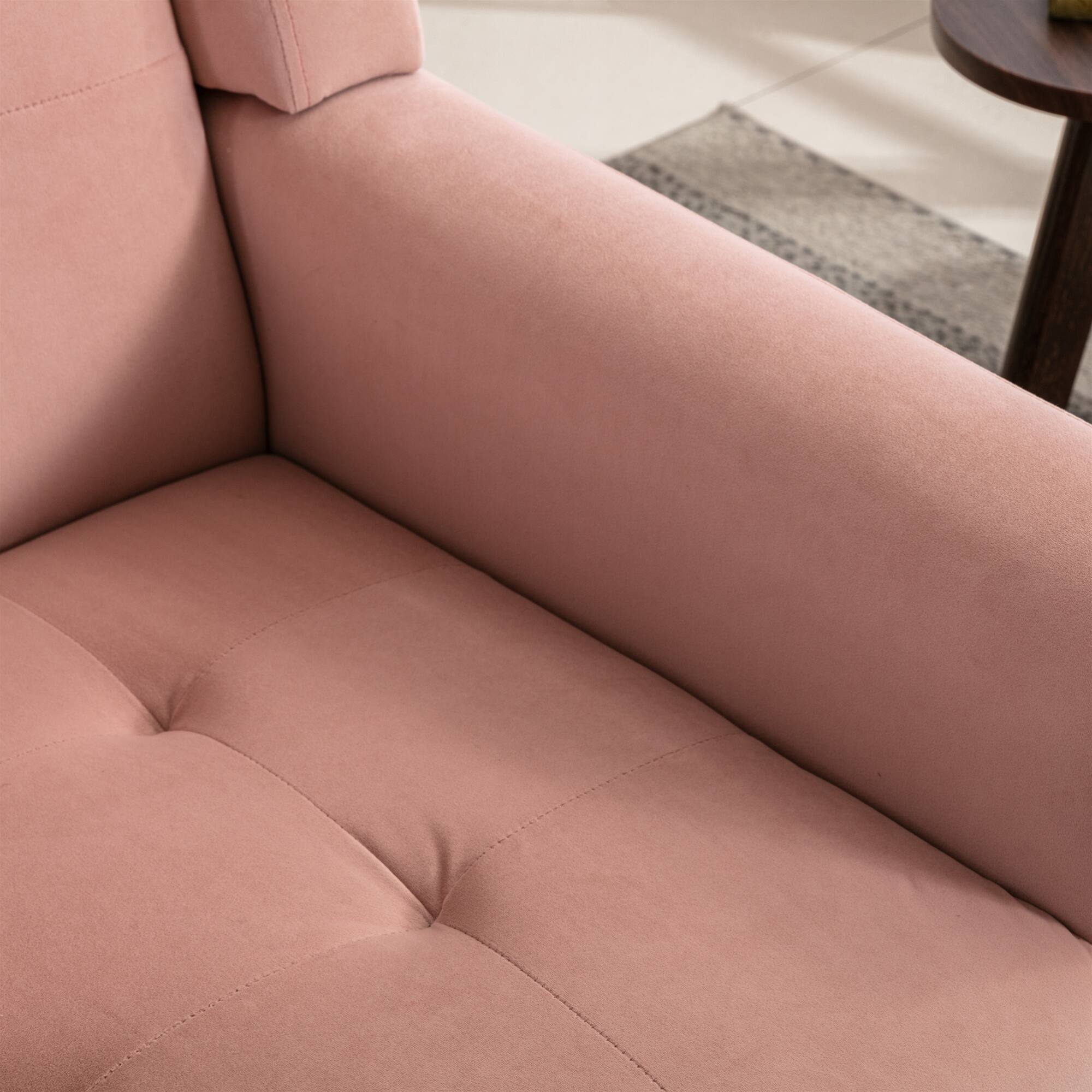 Alt View 4. GOODSILO - Luxury Velvet Upholstered Accent Chair with Ergonomic Design for Living Room and Bedroom Comfort - Pink.