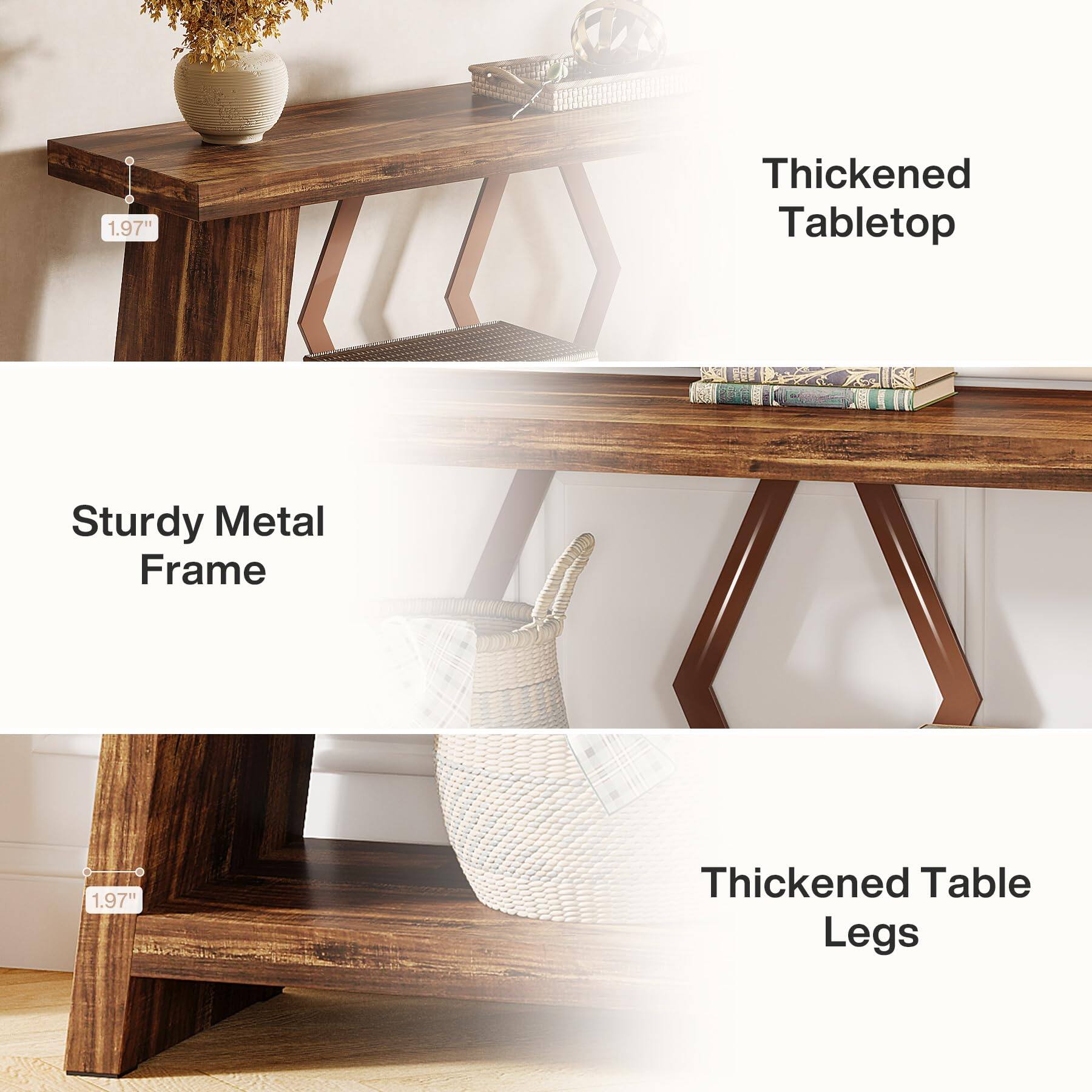 1.97"  
Thickened Tabletop  
Sturdy Metal Frame  
1.97"  
Thickened Table Legs
