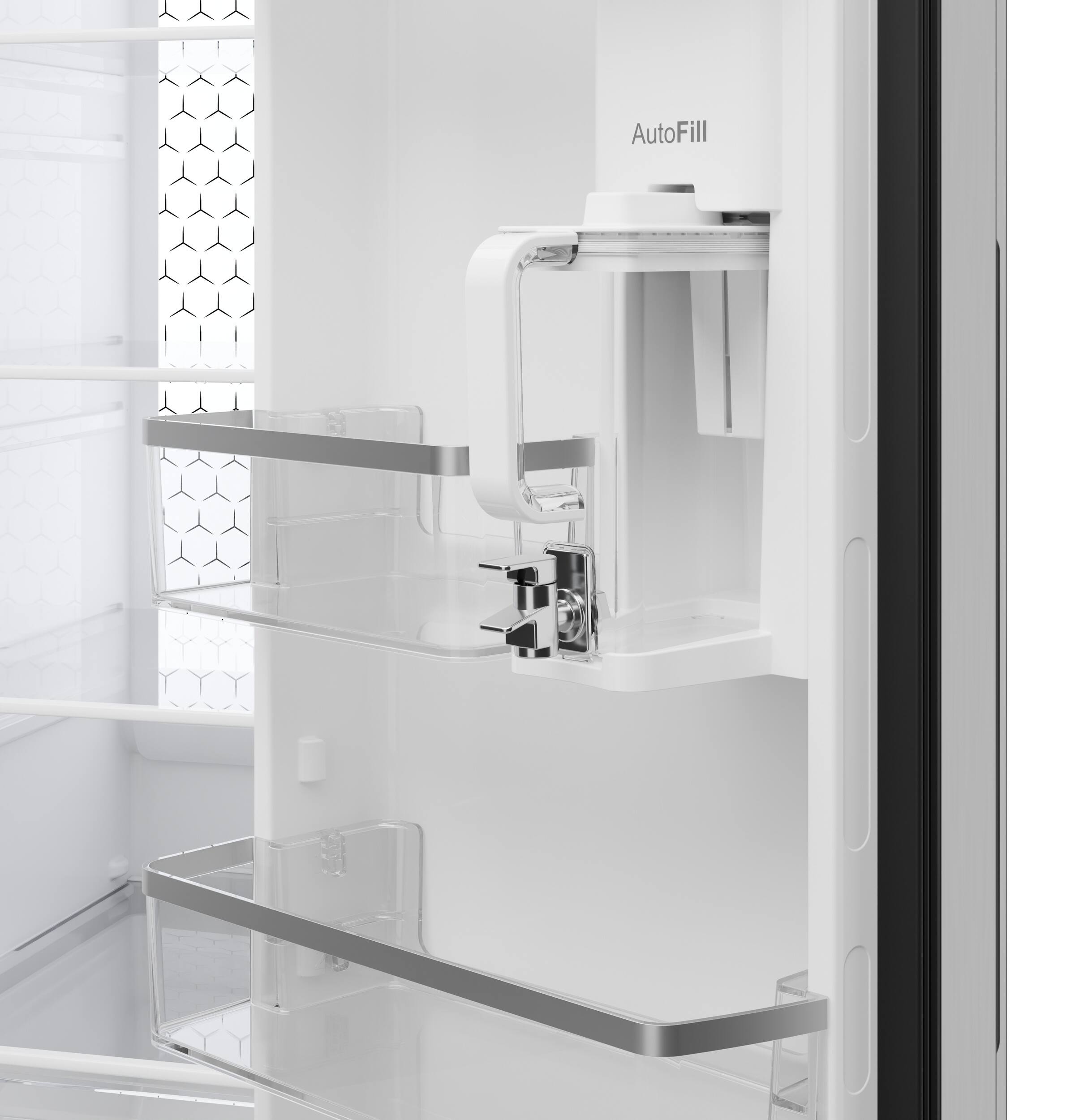 Alt View 34. GE Profile - 36 in. Wide 24.1 Cu. Ft. Counter-Depth Side-By-Side Refrigerator with Dual-Dispense AutoFill Pitcher and CustomSize Ice - Stainless Steel.