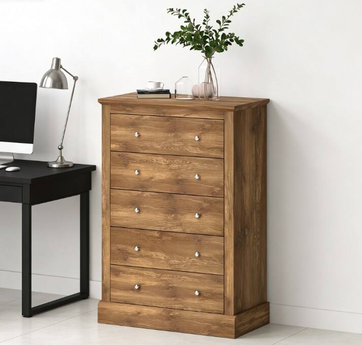 Alt View 2. Forest'nSky - Brown 5 drawer 31.1 in. Wide Chest of Drawers for Living Room - Brown.