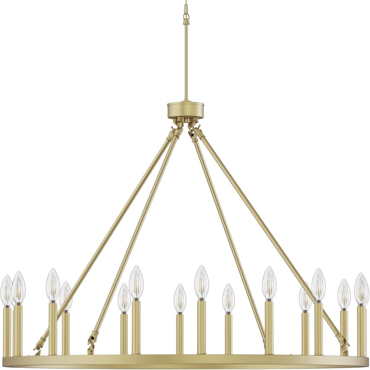 Alt View 4. Loheer - Loheer 40 Inch Gold Wagon Wheel Chandelier, 16 Light Farmhouse Fixture for High Ceilings.