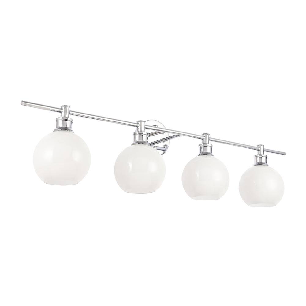 Angle. Living District - Collier 4 light Chrome and Frosted white glass Wall sconce - Chrome And Frosted White Glass.