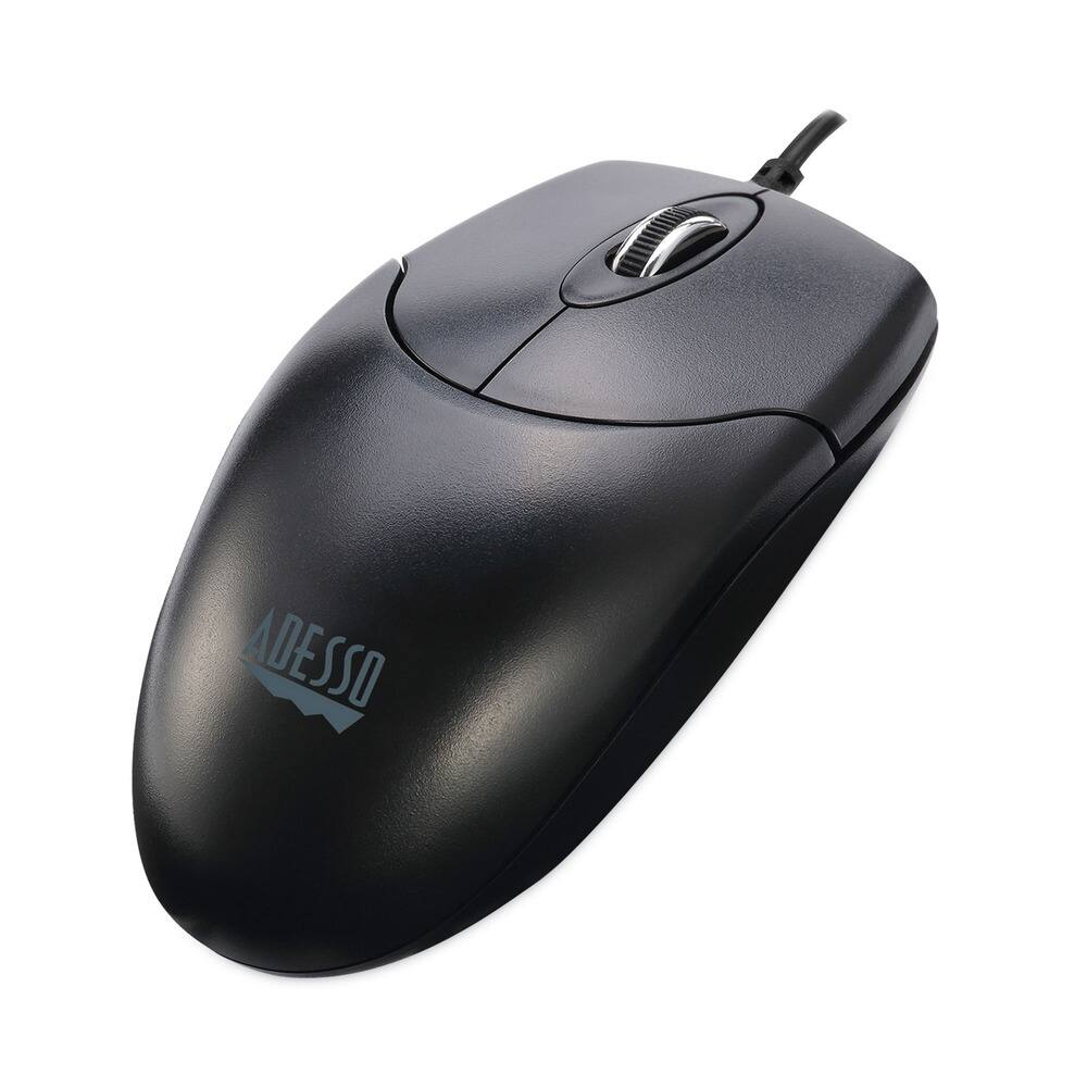 Left. Adesso - Adesso HC3003US USB 2.0 3-Button Desktop Optical Scroll USB Mouse - Black - Black.