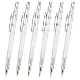 Unique Bargains - 6pcs Mech Pencil 0.3mm, Lead Holder Fine Point Plastic w/ Eraser for Drawing, Sketching, Woodworking - White