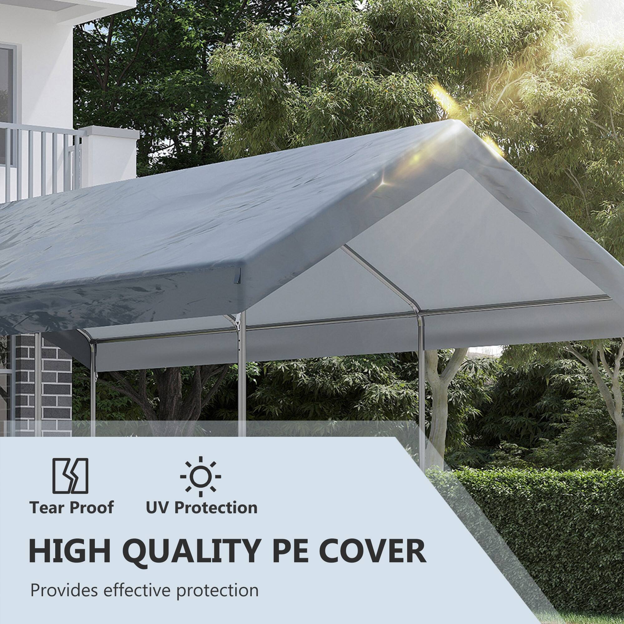 Outsunny 10' x 20' Party Tent and Carport, Height Adjustable