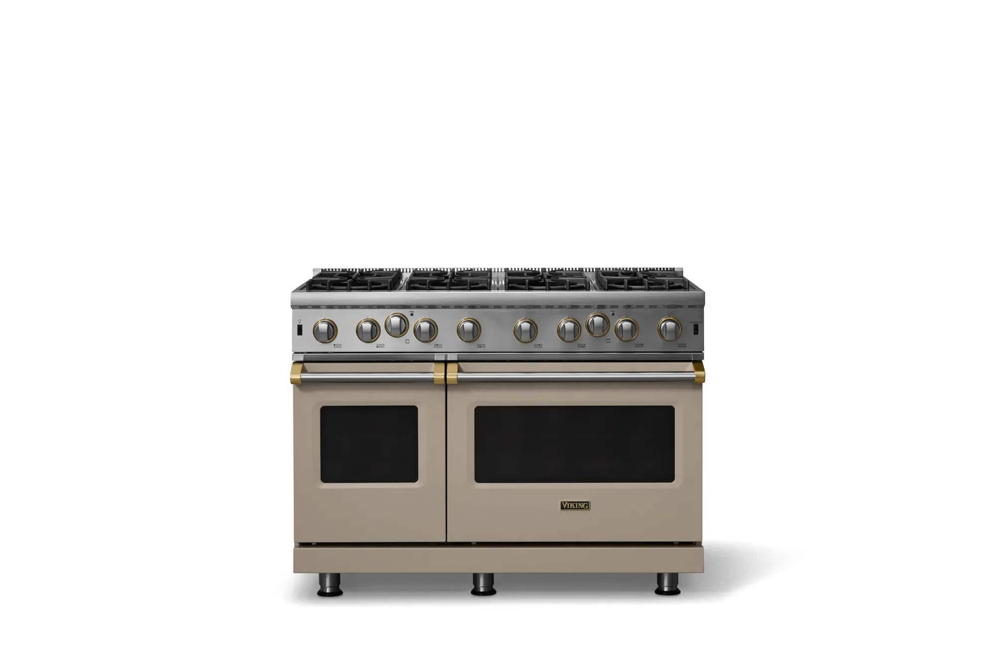 Viking - 48 in. Wide 8 Burner Pro 5 Series 6.1 Cu. Ft. Freestanding Gas Convection Range - Nantucket w. Brushed Brass - Nantucket