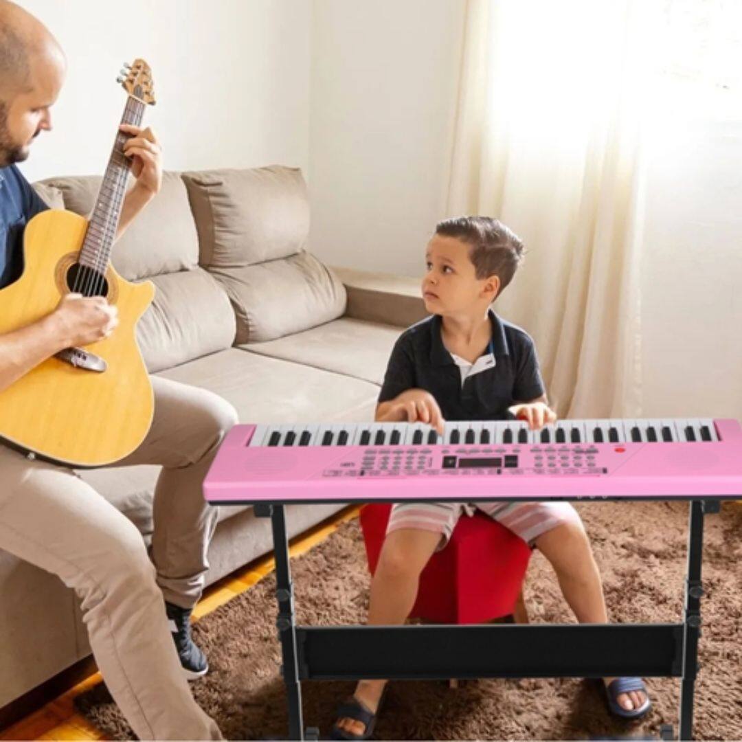 Back. DirectDeals - 61-Key Digital Music Keyboard – Electric Piano with Mic & Stand - Pink.