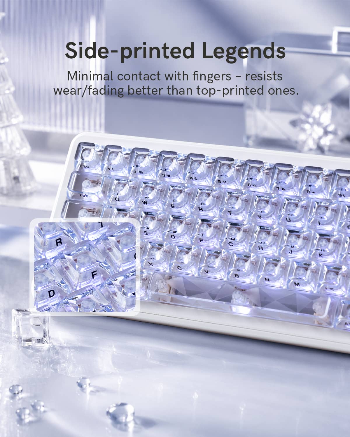 Womier Clear Keycaps Set, Transparent Shine Through Keycap for MX