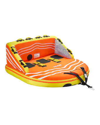 Front. VEVOR - Towable Tube for Boating, 1-3 Riders Inflatable Boat Tubes and Towables, 510lbs Water Sport Towable Tube for Boat - Red,Orange,Yellow.