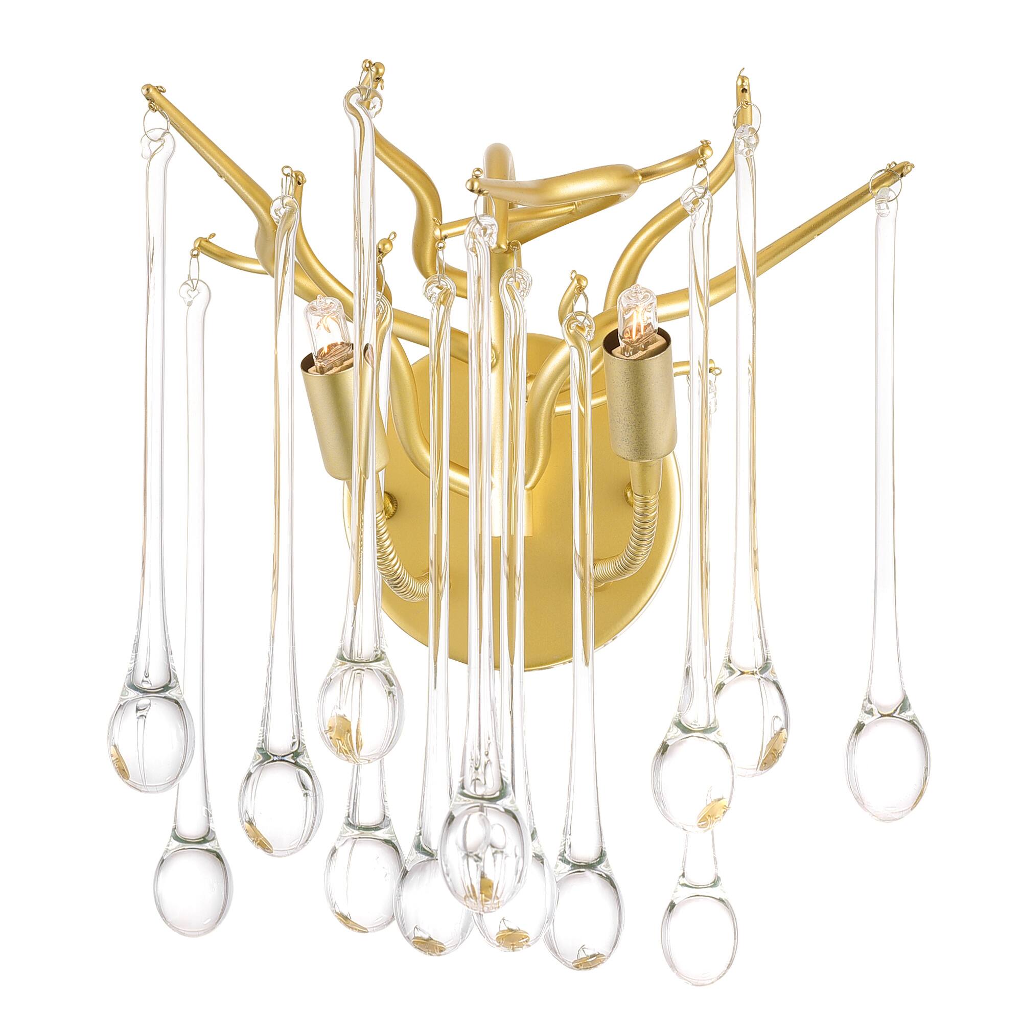 Angle. CWI Lighting - Anita 2 Light Wall Sconce With Gold Leaf Finish - Gold Leaf.