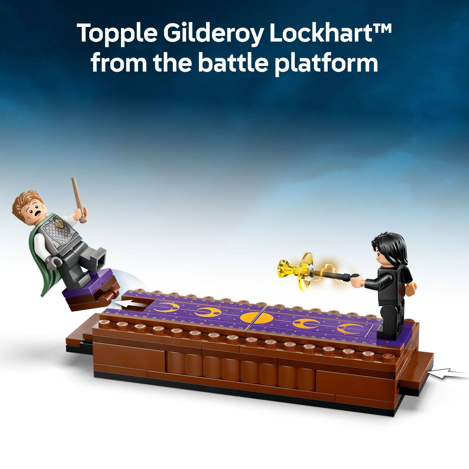 Topple Gilderoy Lockhart from the battle platform.