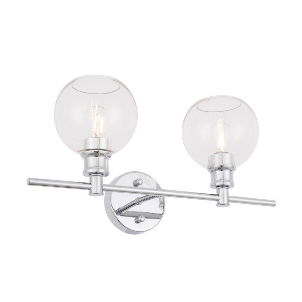 Alt View 6. Living District - Collier 2 light Chrome and Clear glass Wall sconce - Chrome And Clear Glass.